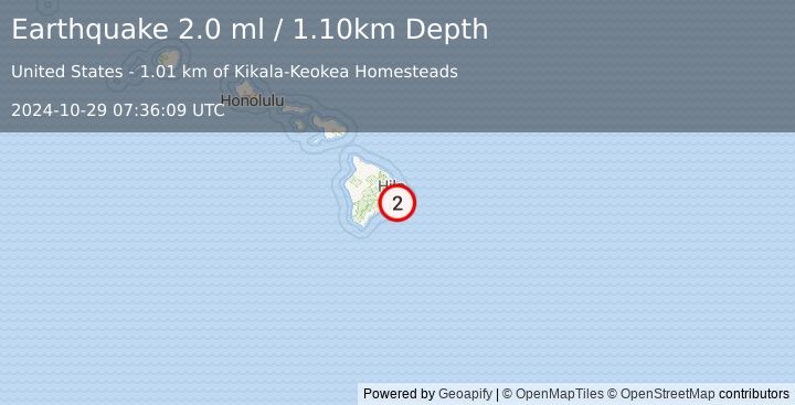 Earthquake HAWAII REGION, HAWAII (2.0 ml) (2024-10-29 07:36:09 UTC)