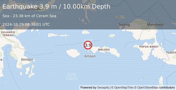 Earthquake CERAM SEA, INDONESIA (3.9 m) (2024-10-29 08:36:01 UTC)