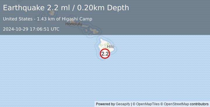 Earthquake ISLAND OF HAWAII, HAWAII (2.2 ml) (2024-10-29 17:06:51 UTC)