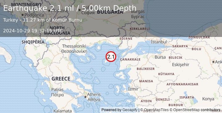 Earthquake AEGEAN SEA (2.1 ml) (2024-10-29 19:32:15 UTC)