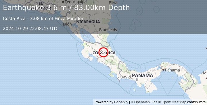 Earthquake COSTA RICA (3.6 m) (2024-10-29 22:08:47 UTC)