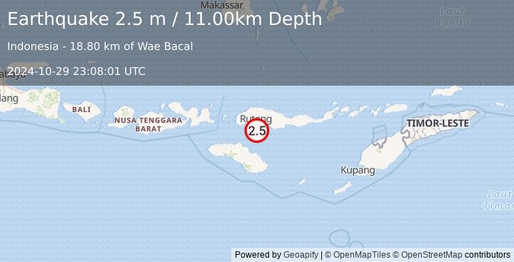 Earthquake FLORES REGION, INDONESIA (2.5 m) (2024-10-29 23:08:01 UTC)