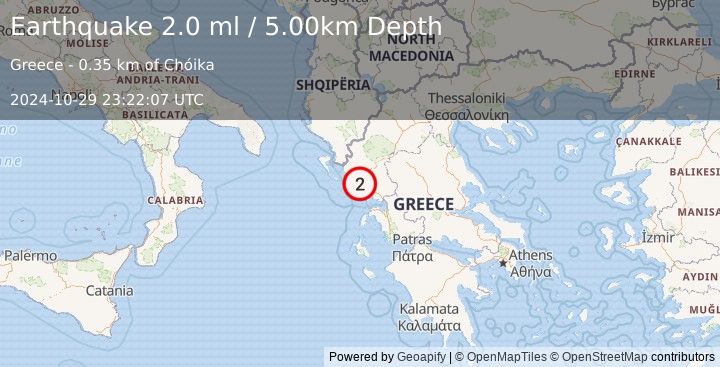 Earthquake GREECE (2.0 ml) (2024-10-29 23:22:07 UTC)