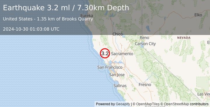 Earthquake NORTHERN CALIFORNIA (3.2 ml) (2024-10-30 01:03:08 UTC)