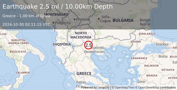 Earthquake GREECE (2.5 ml) (2024-10-30 02:11:15 UTC)