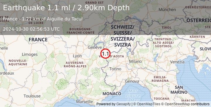 Earthquake FRANCE (1.1 ml) (2024-10-30 02:56:53 UTC)