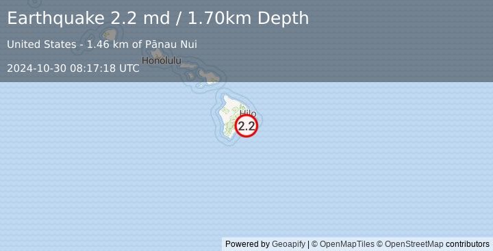 Earthquake ISLAND OF HAWAII, HAWAII (2.2 md) (2024-10-30 08:17:18 UTC)