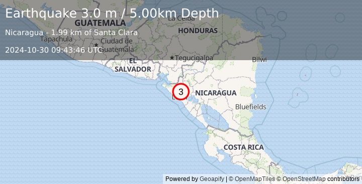 Earthquake NICARAGUA (3.0 m) (2024-10-30 09:43:46 UTC)