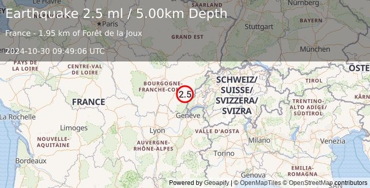 Earthquake FRANCE (2.5 ml) (2024-10-30 09:49:06 UTC)