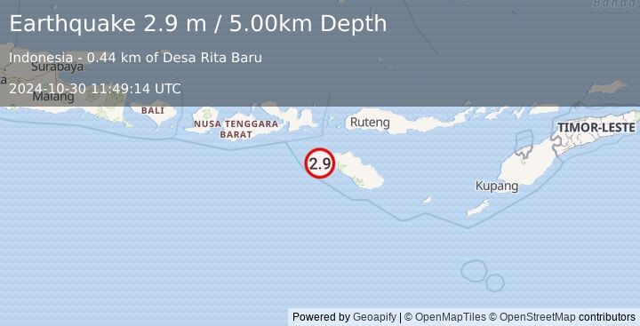 Earthquake SUMBA REGION, INDONESIA (2.9 m) (2024-10-30 11:49:14 UTC)