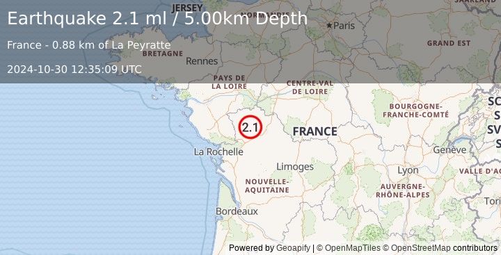 Earthquake FRANCE (2.1 ml) (2024-10-30 12:35:09 UTC)