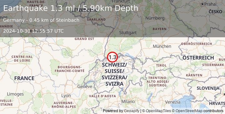 Earthquake GERMANY (1.3 ml) (2024-10-30 12:55:57 UTC)