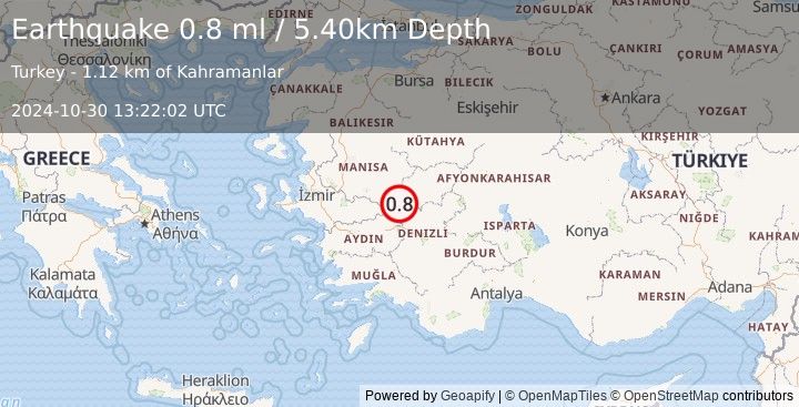 Earthquake WESTERN TURKEY (0.8 ml) (2024-10-30 13:22:02 UTC)