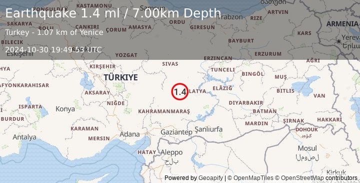 Earthquake CENTRAL TURKEY (1.4 ml) (2024-10-30 19:49:53 UTC)