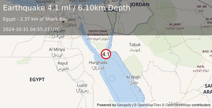 Earthquake RED SEA (4.1 ml) (2024-10-31 04:55:27 UTC)