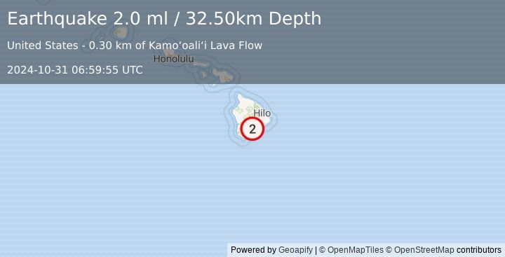 Earthquake ISLAND OF HAWAII, HAWAII (2.0 ml) (2024-10-31 06:59:55 UTC)