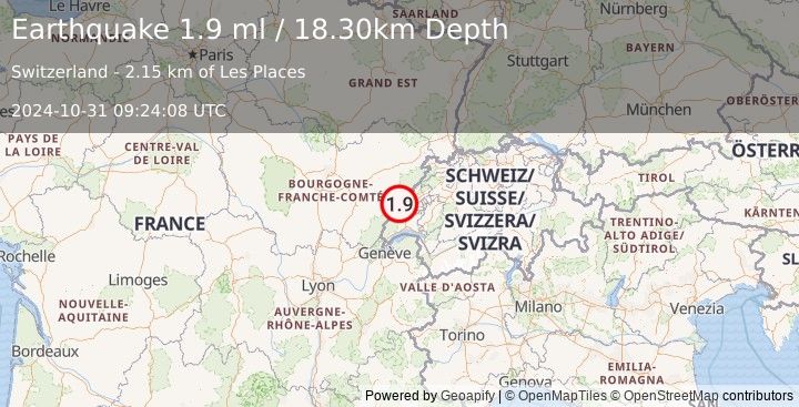 Earthquake FRANCE (1.9 ml) (2024-10-31 09:24:08 UTC)