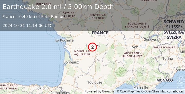 Earthquake FRANCE (2.0 ml) (2024-10-31 11:14:06 UTC)