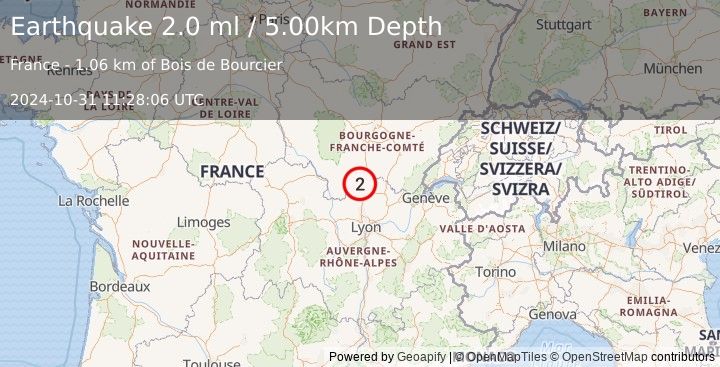 Earthquake FRANCE (2.0 ml) (2024-10-31 11:28:06 UTC)