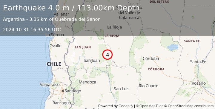 Earthquake SAN JUAN, ARGENTINA (4.0 m) (2024-10-31 16:35:56 UTC)