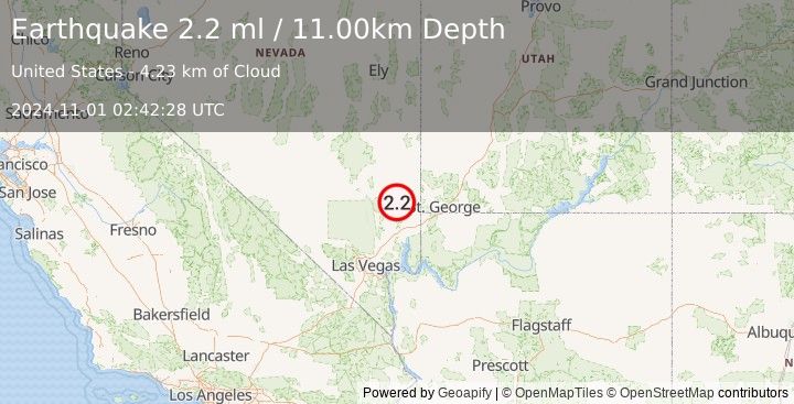 Earthquake NEVADA (2.2 ml) (2024-11-01 02:42:28 UTC)