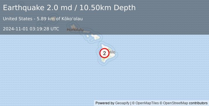 Earthquake ISLAND OF HAWAII, HAWAII (2.0 md) (2024-11-01 03:19:28 UTC)