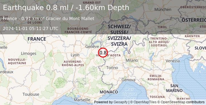 Earthquake FRANCE (0.8 ml) (2024-11-01 05:11:27 UTC)