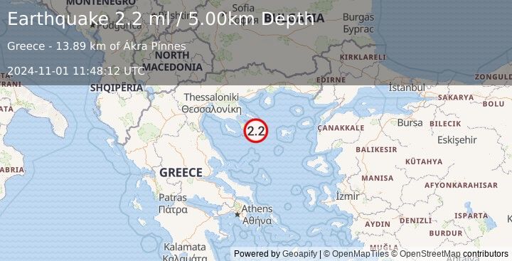 Earthquake AEGEAN SEA (2.2 ml) (2024-11-01 11:48:12 UTC)