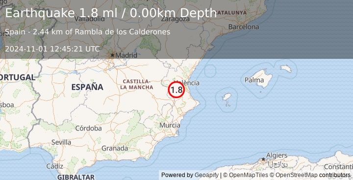 Earthquake SPAIN (1.8 ml) (2024-11-01 12:45:21 UTC)