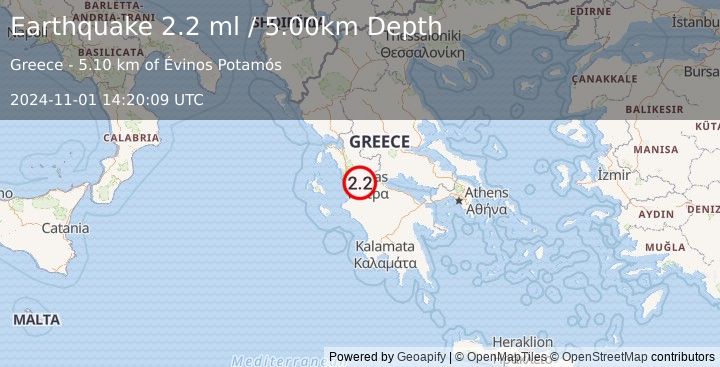 Earthquake GREECE (2.2 ml) (2024-11-01 14:20:09 UTC)