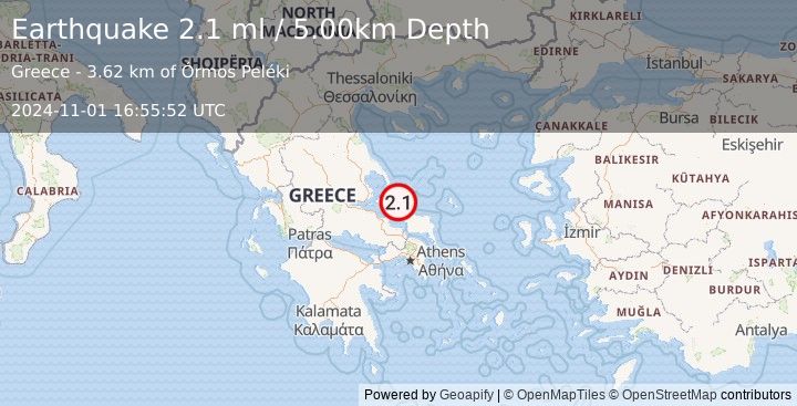 Earthquake GREECE (2.1 ml) (2024-11-01 16:55:52 UTC)