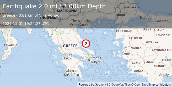 Earthquake AEGEAN SEA (2.0 ml) (2024-11-01 19:24:27 UTC)