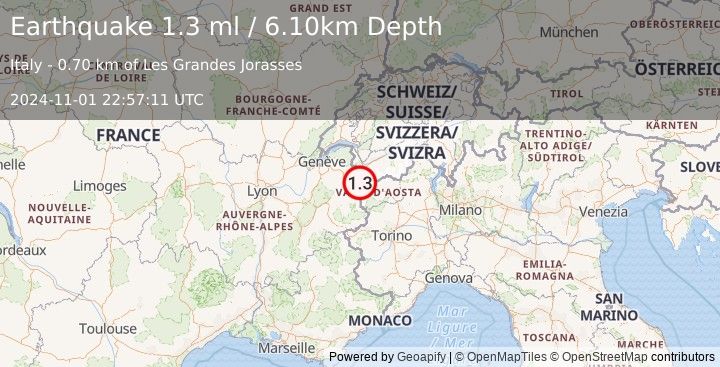 Earthquake FRANCE (1.3 ml) (2024-11-01 22:57:11 UTC)