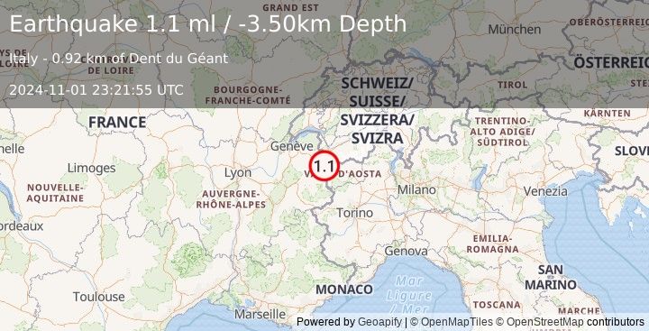 Earthquake FRANCE (1.1 ml) (2024-11-01 23:21:55 UTC)