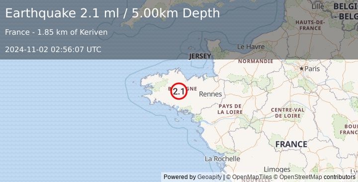 Earthquake FRANCE (2.1 ml) (2024-11-02 02:56:07 UTC)