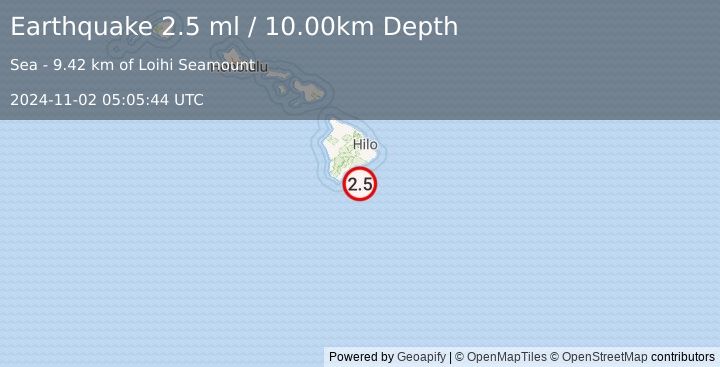 Earthquake HAWAII REGION, HAWAII (2.5 ml) (2024-11-02 05:05:44 UTC)