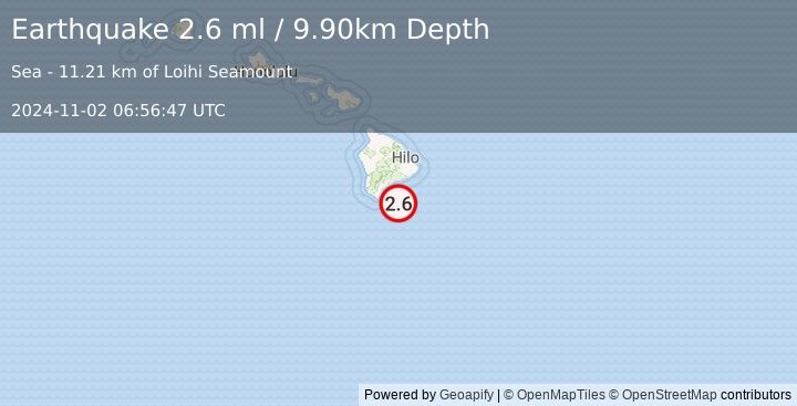 Earthquake HAWAII REGION, HAWAII (2.6 ml) (2024-11-02 06:56:47 UTC)