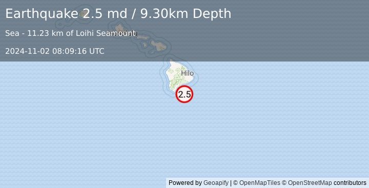 Earthquake HAWAII REGION, HAWAII (2.5 md) (2024-11-02 08:09:16 UTC)