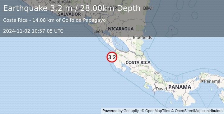 Earthquake COSTA RICA (3.2 m) (2024-11-02 10:57:05 UTC)