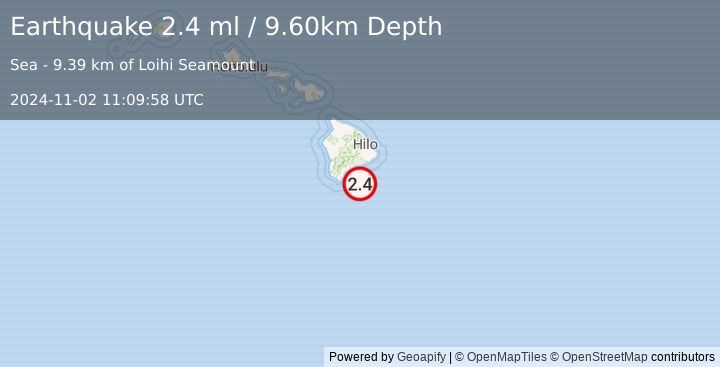 Earthquake HAWAII REGION, HAWAII (2.4 ml) (2024-11-02 11:09:58 UTC)