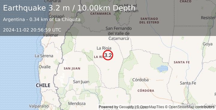 Earthquake LA RIOJA, ARGENTINA (3.2 m) (2024-11-02 20:56:59 UTC)