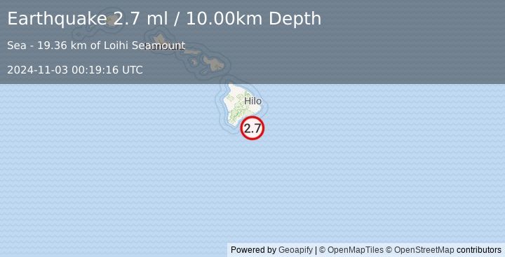 Earthquake HAWAII REGION, HAWAII (2.7 ml) (2024-11-03 00:19:16 UTC)