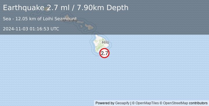 Earthquake HAWAII REGION, HAWAII (2.7 ml) (2024-11-03 01:16:53 UTC)