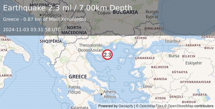 Earthquake AEGEAN SEA (2.3 ml) (2024-11-03 03:31:58 UTC)