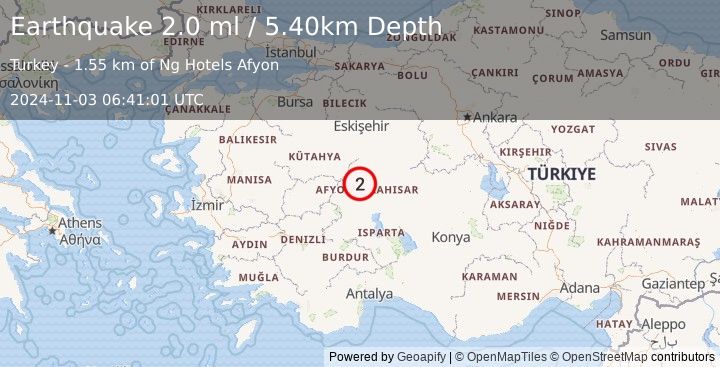 Earthquake WESTERN TURKEY (2.0 ml) (2024-11-03 06:41:01 UTC)