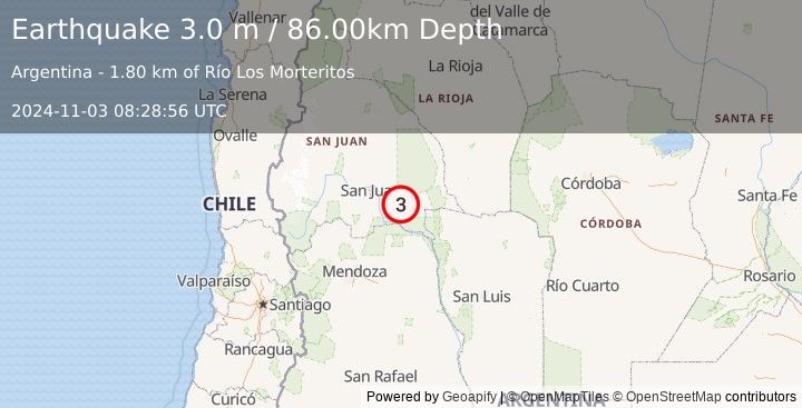 Earthquake SAN JUAN, ARGENTINA (3.0 m) (2024-11-03 08:28:56 UTC)