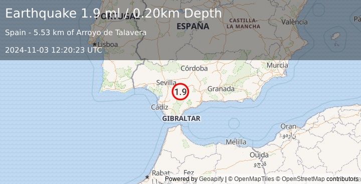 Earthquake SPAIN (1.9 ml) (2024-11-03 12:20:23 UTC)