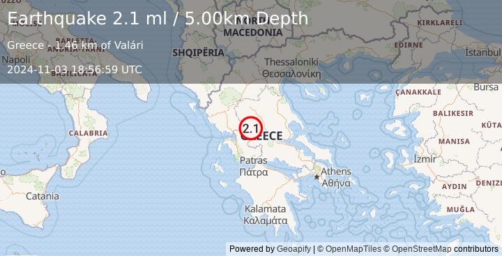 Earthquake GREECE (2.1 ml) (2024-11-03 18:56:59 UTC)