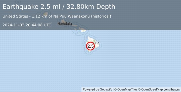 Earthquake ISLAND OF HAWAII, HAWAII (2.5 ml) (2024-11-03 20:44:08 UTC)