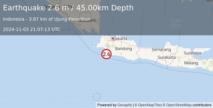 Earthquake JAVA, INDONESIA (2.6 m) (2024-11-03 21:07:13 UTC)